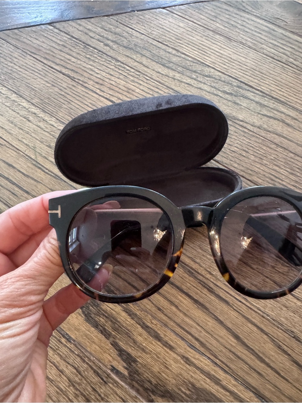 Tom Ford Black and Tortoiseshell Round Sunglasses
